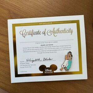 Jasmine + Aladdin Disney Movie Club VIP Trading Pin